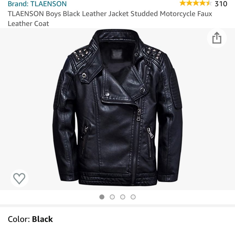 Boys Faux leather studded black jacket size 4-5T